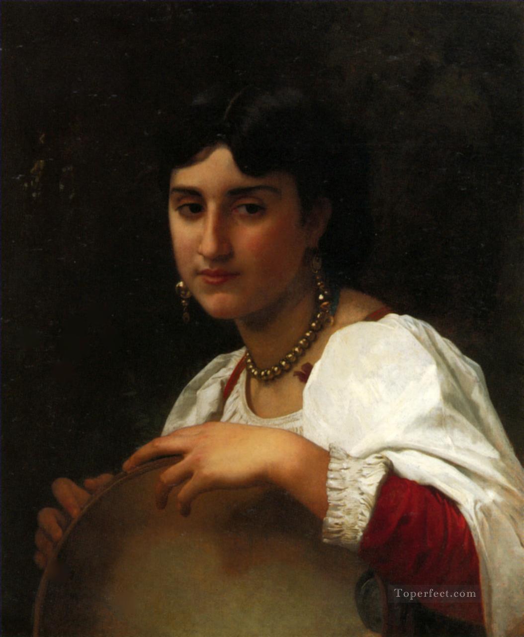 Litalienne au tambourin Realism William Adolphe Bouguereau Oil Paintings